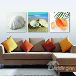 New Arrival Lovely Shell and Pearl Print 3-piece Cross Film Wall Art Prints