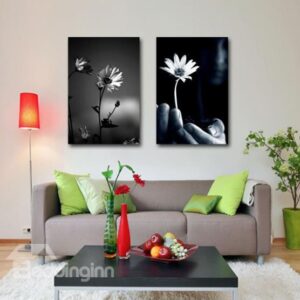 New Arrival Modern Style Beautiful Daisy Print 2-piece Cross Film Wall Art Prints
