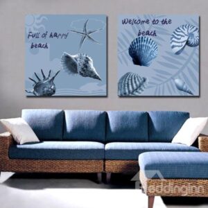 New Arrival Lovely Seashell and Letters Print 2-piece Cross Film Wall Art Prints