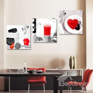 New Arrival Beautiful Black and Red Patterns Print 3-piece Cross Film Wall Art Prints