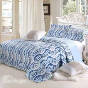 New Arrival Beautiful Blue Waves Patterns 3-piece Bed in a Bag Sets