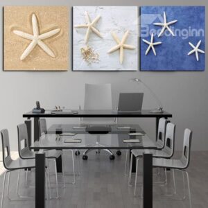 New Arrival Sweet Starfishes Print 3-piece Cross Film Wall Art Prints