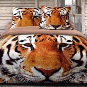 New Arrival Top Class Skincare Vivid Tiger Head 3D Print 4 Piece Bedding Sets