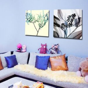 New Arrival Modern Style Abstract Branches and Leaves Print 2-piece Cross Film Wall Art Prints