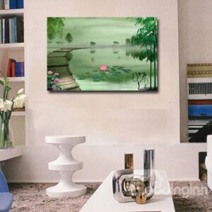 New Arrival Elegant Pond and Lotus Scenery Print Cross Film Wall Art Prints