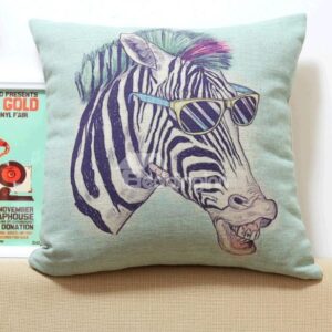 New Arrival Lovely Cartoon Zebra Wearing Sunglasses Print Throw Pillow Case