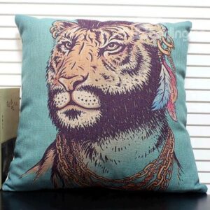 New Arrival Cute Indian Tiger Head Print Throw Pillow Case