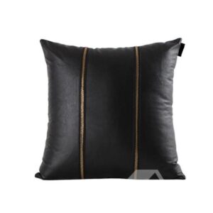 New Arrival Dashing Dark Double Zippers Leather Throw Pillow Case