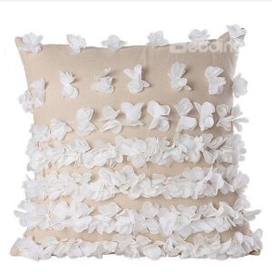 New Arrival Beautiful Butterflies Applique Linen Throw Pillowcase