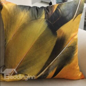 New Arrival Modern Style Yellow Feather Print Throw Pillow