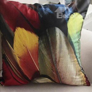 New Arrival Modern Style Beautiful Colorful Feathers Print Throw Pillow