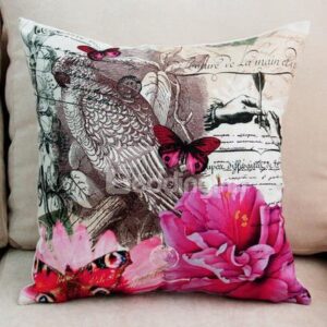 New Arrival Beautiful Butterfly and Red Flowers Print Throw Pillow