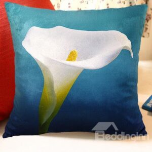New Arrival Beautiful Single Head Calla Flowers Print Throw Pillowcase
