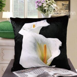 New Arrival Elegant Double Heads of Calla Flowers Print Throw Pillowcase
