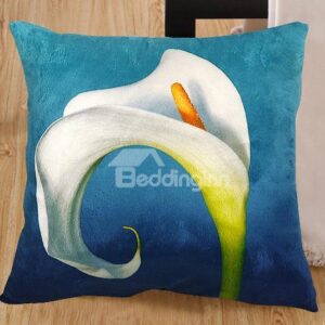 New Arrival Lovely Calla Flower with Curly Brim Print Throw Pillowcase