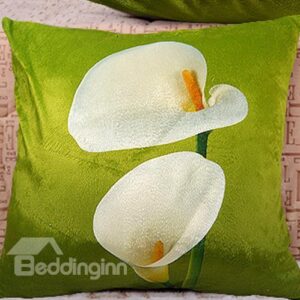 New Arrival Lovely Double Heads of Calla Flowers Print Throw Pillowcase