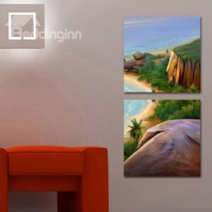 New Arrival Beautiful Beach and Cliffs Print 2-piece Cross Film Wall Art Prints