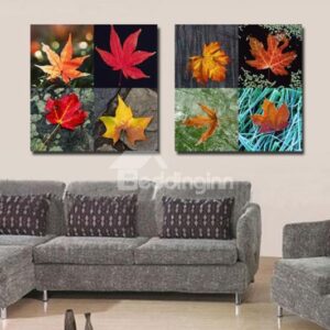 New Arrival Beautiful Maple Leaves Print 2-piece Cross Film Wall Art Prints