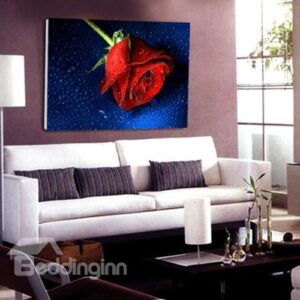 New Arrival Beautiful Single Spray of Red Rose Print Cross Film Wall Art Prints