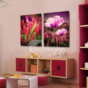 New Arrival Lovely Blooming Flower and Bud Print 2-piece Cross Film Wall Art Prints