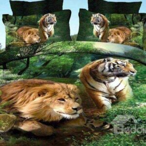 New Arrival Stunning Lion and Tiger Print 4 Piece Bedding Sets