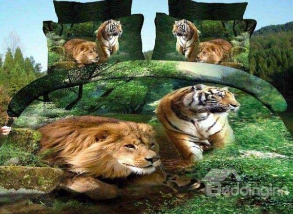 New Arrival Stunning Lion and Tiger Print 4 Piece Bedding Sets