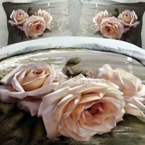 New Arrival Oil-painting Style Beautiful Roses Print 4 Piece Bedding Sets