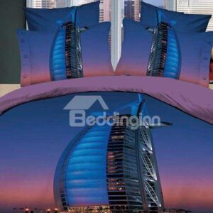 New Arrival Beautiful Burj Al Arab Hotel Print 4 Piece Bedding Sets