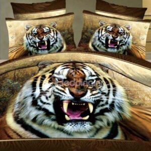 New Arrival Lifelike Scary Tiger Print 4 Piece Bedding Sets