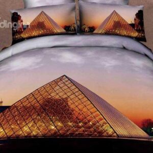 New Arrival Beautiful Pyramid at Dusk Print 4 Piece Bedding Sets