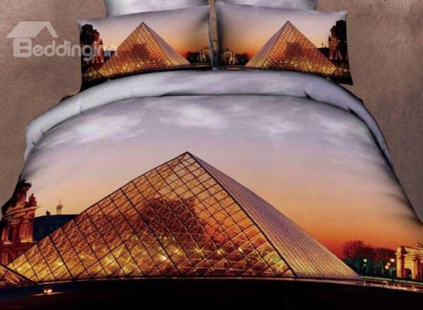 New Arrival Beautiful Pyramid at Dusk Print 4 Piece Bedding Sets
