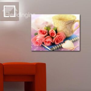 New Arrival Lovely Roses and Cup Print Cross Film Wall Art Prints