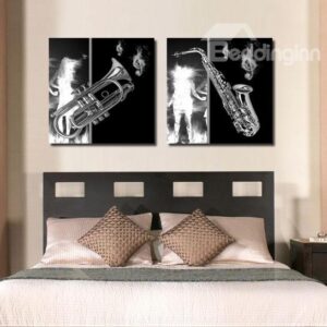 New Arrival Beautiful Saxophone and Figure Print 2-piece Cross Film Wall Art Prints