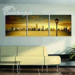 New Arrival Beautiful City Across the River Print 3-piece Cross Film Wall Art Prints