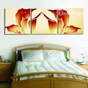 New Arrival Amazing Golden Tulips Print 3-piece Cross Film Wall Art Prints