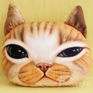 New Arrival Lovely Yellow Cat Squinting Print Throw Pillow