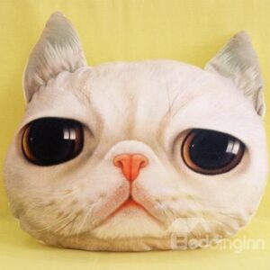 New Arrival Vivid Gloomy White Cat Print Throw Pillow