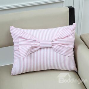 New Arrival Lovely Pink Stripes and Bowknot Patterns Rectangular Throw Pillow