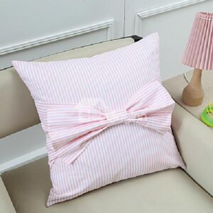New Arrival Lovely Pink Stripes and Bowknot Patterns Square Throw Pillow