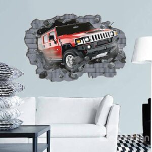 New Arrival Shocking Car Running Out of the Wall Print Wall Stickers