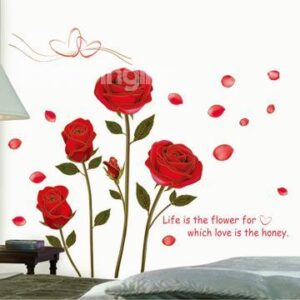 New Arrival Beautiful Red Red Roses Print Wall Stickers