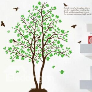 New Arrival Cute Green Tree and Leaves Print Wall Stickers