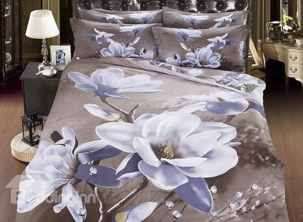 New Arrival Beautiful Flowers Print 4-Piece Cotton Bedding Sets