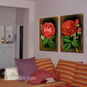 New Arrival Beautiful Rose Spray Print 2-piece Cross Film Wall Art Prints