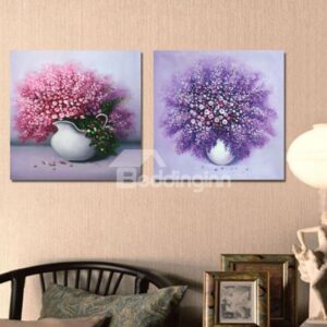 New Arrival Beautiful Small Flower Blossoms in Vase 2-piece Cross Film Wall Art Prints