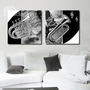New Arrival Elegant Saxophone and Music Score Print 2-piece Cross Film Wall Art Prints