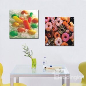 New Arrival Lovely Colorful Deserts and Candies Print 2-piece Cross Film Wall Art Prints