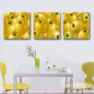 New Arrival Beautiful Golden Apples Print 3-piece Cross Film Wall Art Prints