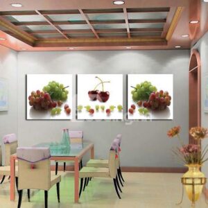 New Arrival Lovely Grapes and Cherries Print 3-piece Cross Film Wall Art Prints