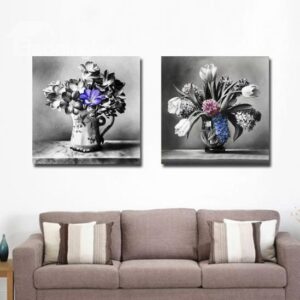 New Arrival Oil-painting Style Lovely Floristry Print 2-piece Cross Film Wall Art Prints